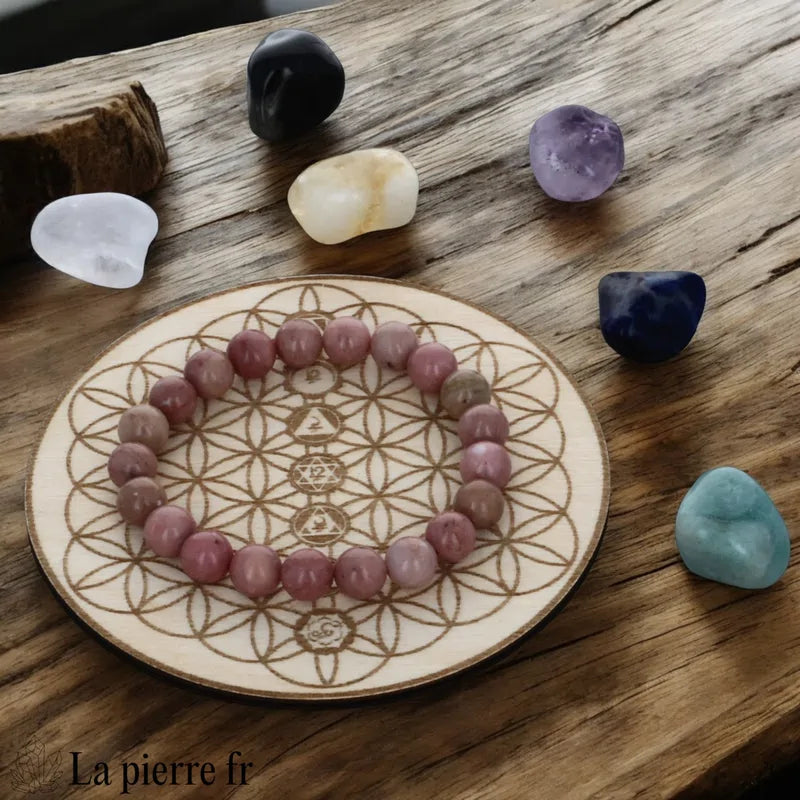 Plaque de Rechargement Fleur de Vie 7 Chakras pour pierre et bracelet - La Pierre Fr
