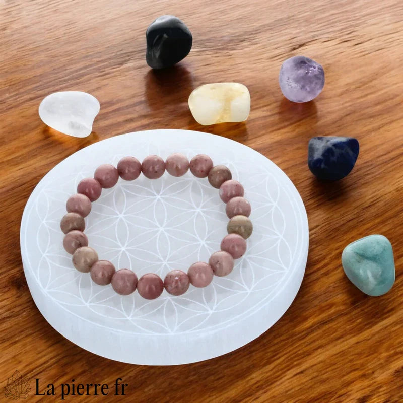 Plaque rechargement en Sélénite  Fleur de Vie | La Pierre Fr
