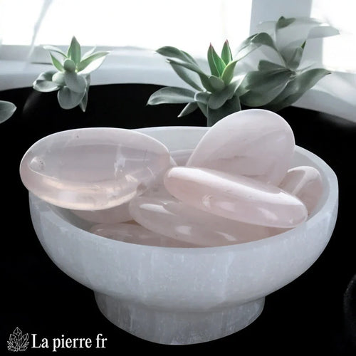 Galet Plat en Quartz Rose Naturel, Pierre de Poche 4 cm