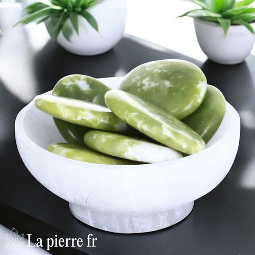 Galet Plat Serpentine Verte Naturelle