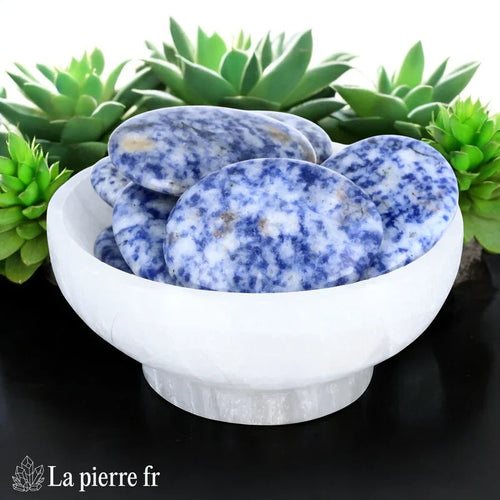 Galet Plat en Sodalite Polie de 4 x 3 cm, Pierre de Poche