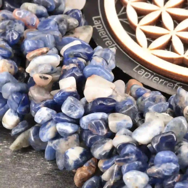 Perles baroques de Sodalite, pierre naturelle bleue veinée de blanc sur fil de 36 cm pour bijoux