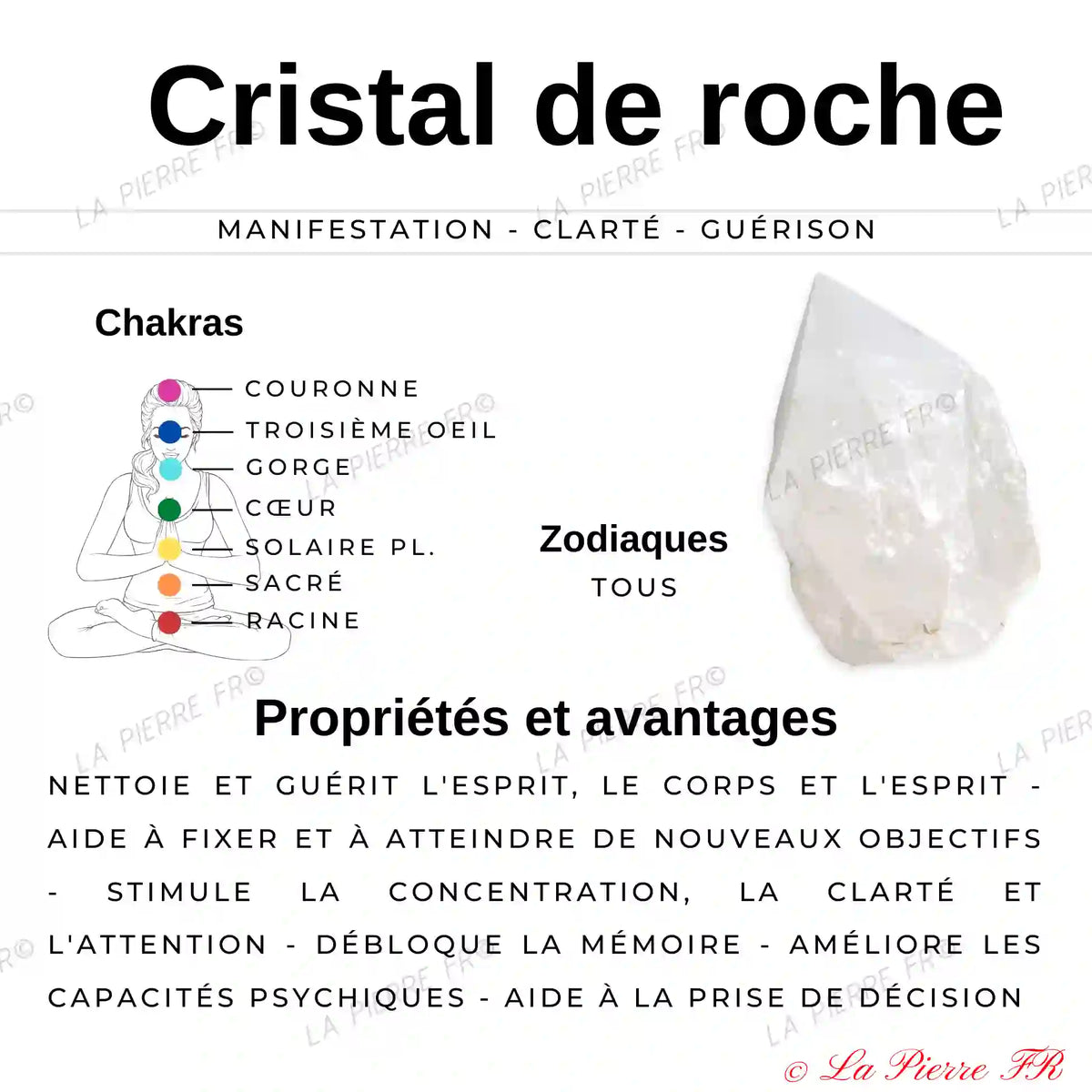 Pierre Cristal de Roche avec Inclusions - Lot de 4 Pierres Roulées