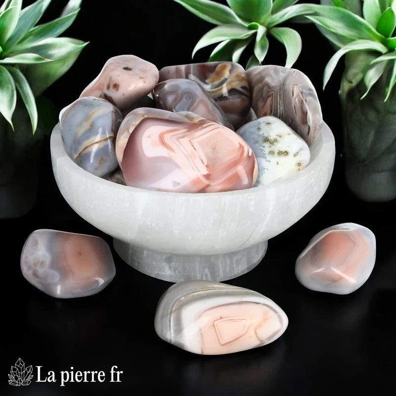 Pierre Agate du Botswana en pierre roulée