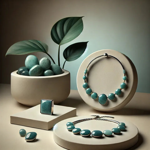 Découvrez des bracelets, colliers et pendentifs en amazonite