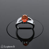 Profil bague vintage (Couronne Vintage) en argent rhodié avec ambre 7x9mm.