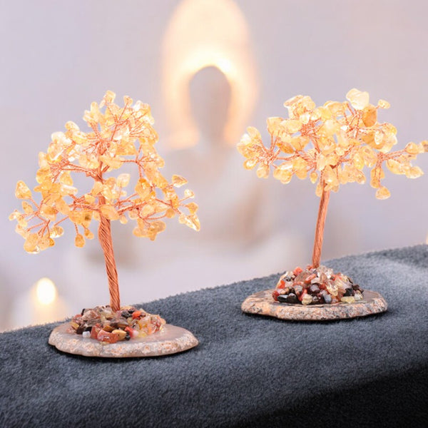 arbre du bonheur en citrine améthyste chauffée – petite taille 12 à 15 cm