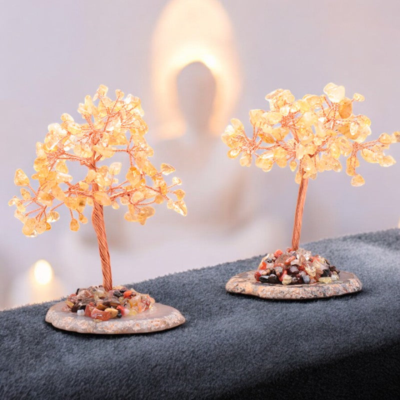 arbre du bonheur en citrine améthyste chauffée – petite taille 12 à 15 cm