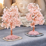 Arbre du bonheur en Quartz Rose du Brésil – base Agate naturelle