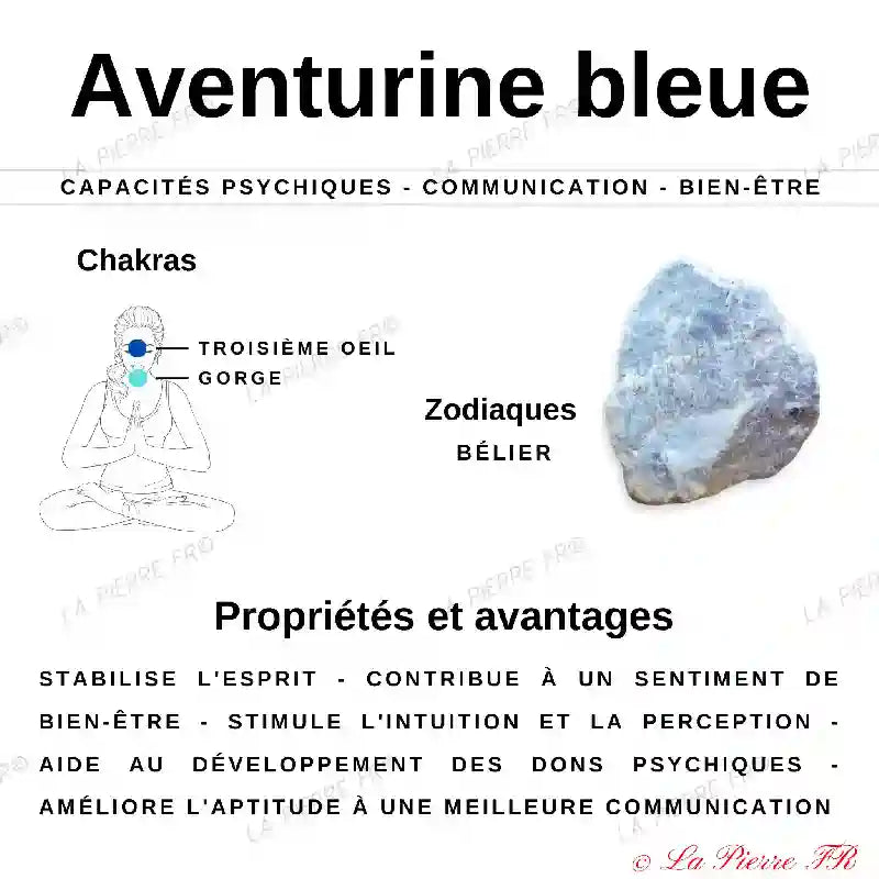 Pendentif Aventurine Bleue Naturelle Forme Goutte aventurine bleue