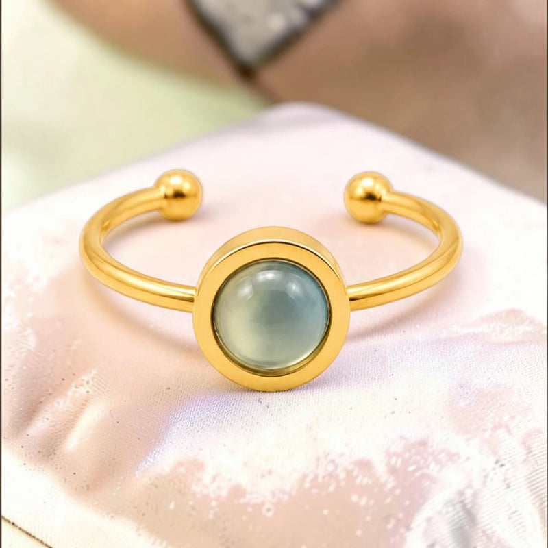 Bague aigue-marine dorée ajustable