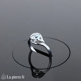Bague Aigue-Marine (Éclat Solitaire Rond) en argent rhodié, pierre ronde 5mm - Vue de dessus, style minimaliste.