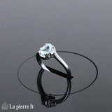 Bague Aigue-Marine (Trilogie Scintillante) trois pierres en argent rhodié, aigue-marine ovale 5x7mm centrale - Vue de dessus.