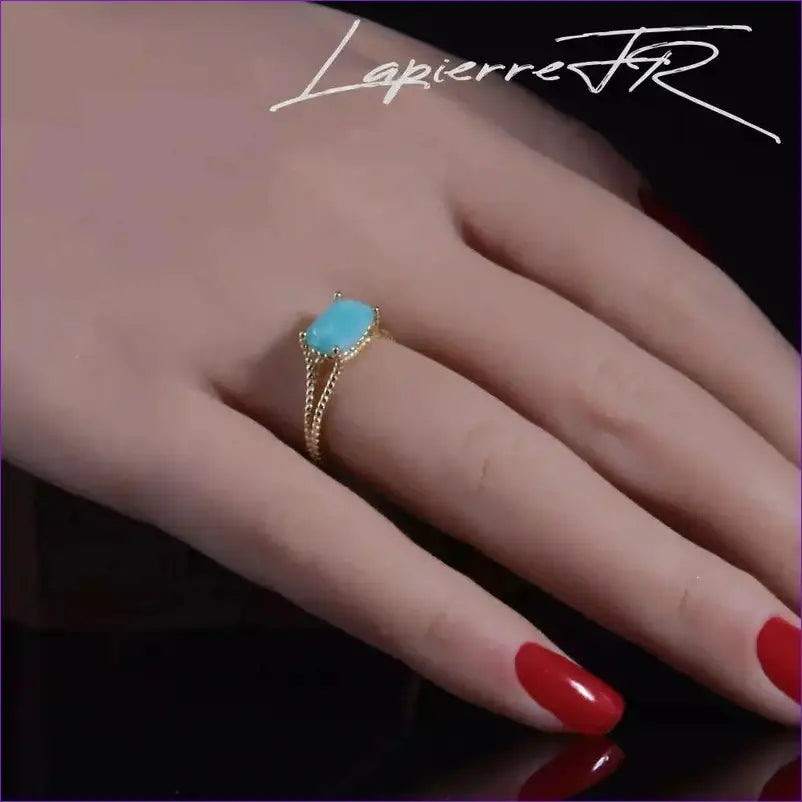 Bague amazonite facettée plaqué Or 18 carats - La Pierre FR