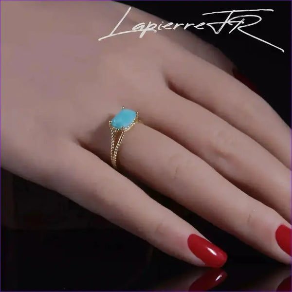Bague amazonite facettée plaqué Or 18 carats - La Pierre FR