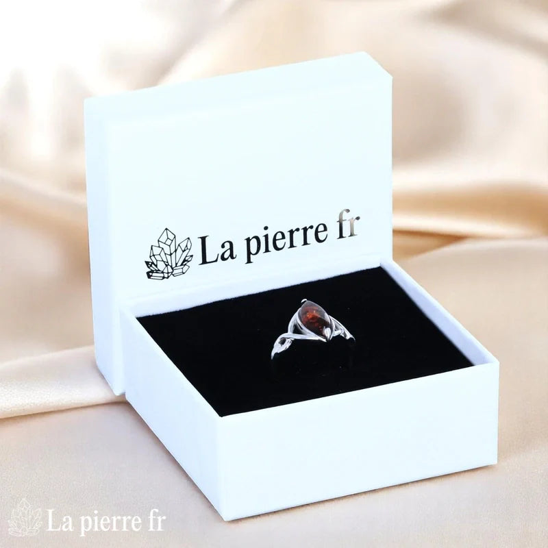 Bague ambre véritable en argent pour femme