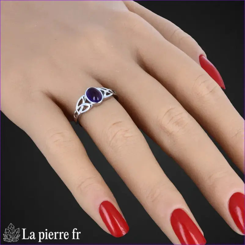 Bague Améthyste véritable en argent pour femme  -la pierre fr 