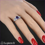 Bague Améthyste véritable en argent pour femme  -la pierre fr 
