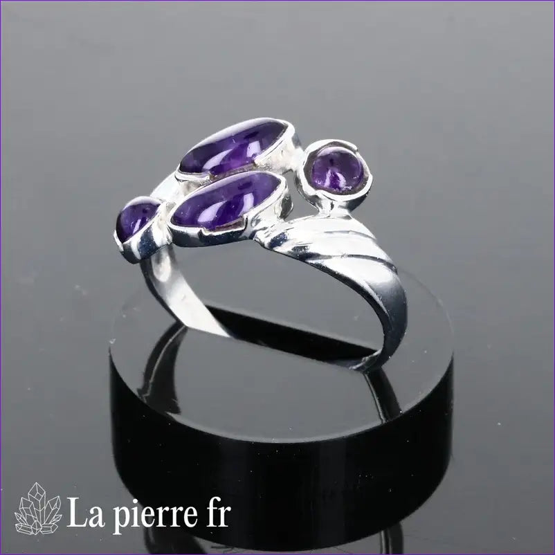 Bague en améthyste véritable et argent pour femme
