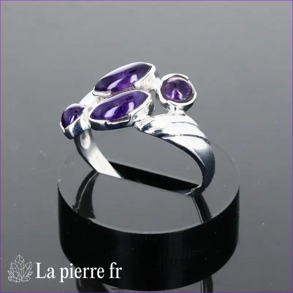 Bague en améthyste véritable et argent pour femme