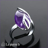 Bague Améthyste véritable en argent pour femme - La Pierre Fr
