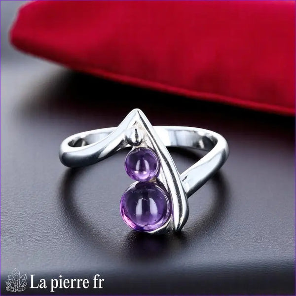 Bague pour femme en argent 925 avec améthyste véritable violette