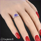 bague améthyste facetté en argent pour femme - La Pierre Fr