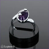 Bague pour femme en argent 925 rhodié avec améthyste véritable ovale (8x12mm).