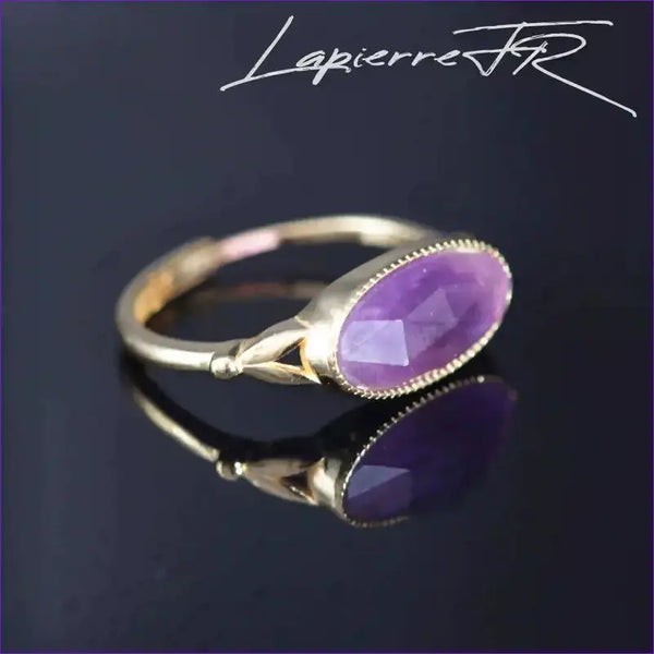 Bague en améthyste ovale plaqué Or 18 carats - La Pierre FR