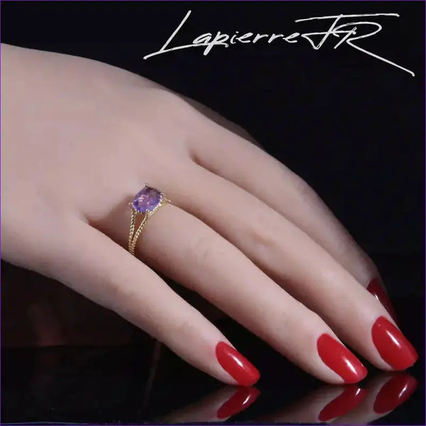 Bague en Améthyste facettée plaqué Or 18 Carats - La Pierre FR