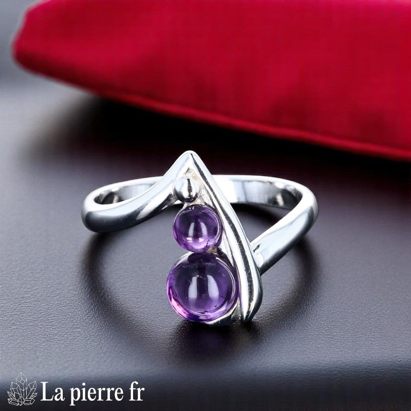Bague pour femme en argent 925 avec améthyste véritable violette