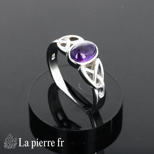 Bague Améthyste véritable en argent pour femme  -la pierre fr 