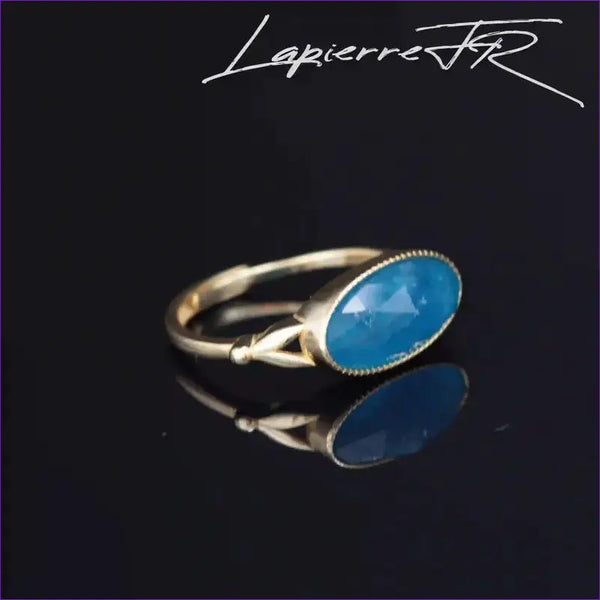 Bague Apatite bleue plaqué Or 18 carats - La Pierre FR