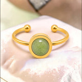 Bague fine dorée en Aventurine verte FILINE®