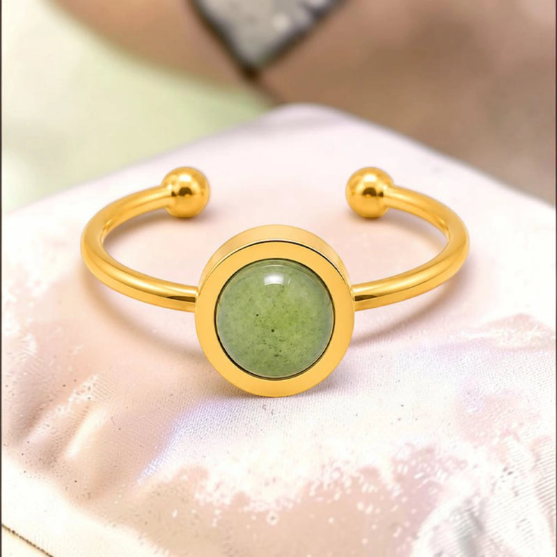 Bague aventurine verte dorée ajustable