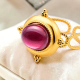 Bague cabochon en Améthyste ÉCRIN®, acier doré