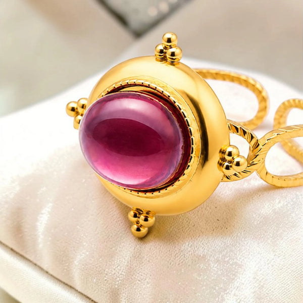 Bague cabochon améthyste dorée ÉCRIN®