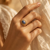 Bague cabochon ovale en Sodalite OVALIA®, acier doré