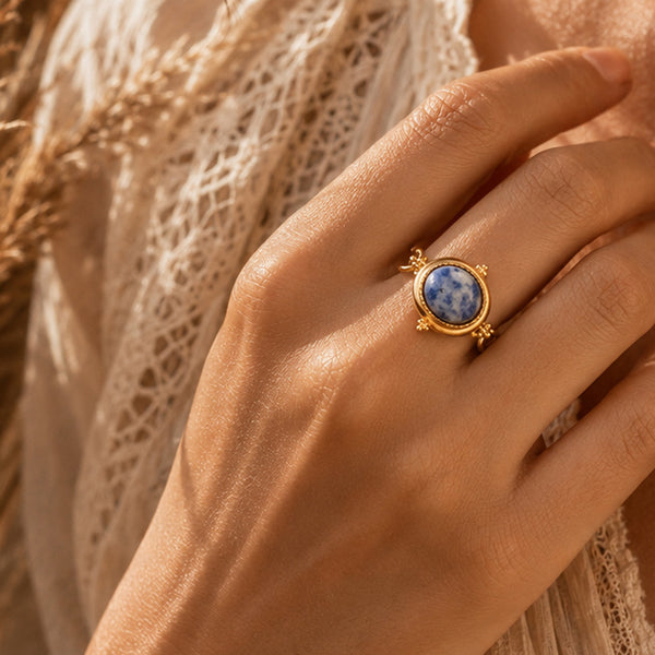 Bague cabochon vintage en sodalite