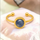 Bague fine dorée en Cyanite bleue FILINE®