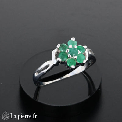 Bague en Émeraude "Odyssea" - Bijoux lithothérapie en argent rhodié pour femme