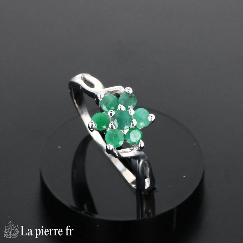 Bague en Émeraude "Odyssea" - Bijoux lithothérapie en argent rhodié pour femme