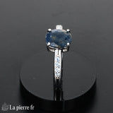 Bague en pierre de Saphir Bleu facettée 