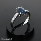 Bague en pierre de Saphir Bleu facettée 