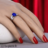 Bague femme (Étoile Royale) Lapis-lazuli et zircones, style vintage raffiné en argent.
