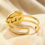 Bague cabochon ovale en Onyx noir OVALIA®, acier doré