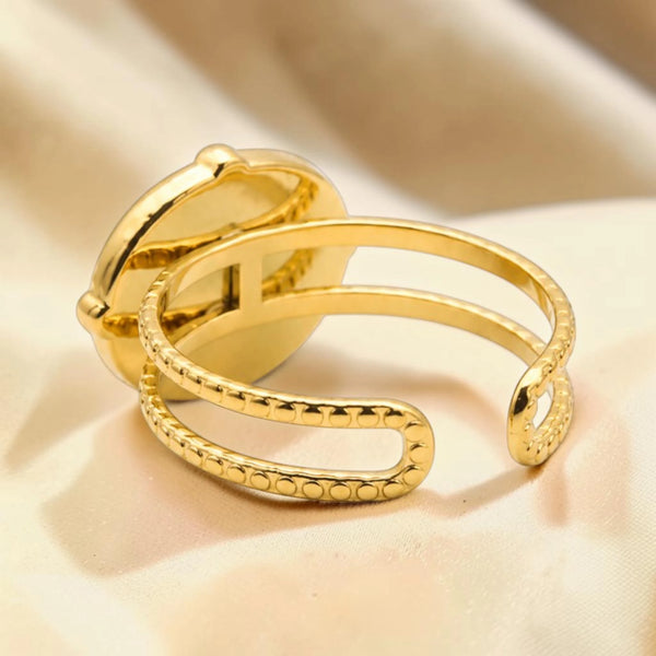 Bague femme en pierre naturelle onyx noir, forme ovale