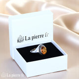 Bague femme Ambre Argent Émaillé & Rhodié (Couronne Émaillée Vintage) - La Pierre Fr.