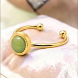 Bague fine dorée en Aventurine verte FILINE®