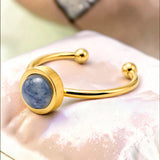 Bague fine dorée en Cyanite bleue FILINE®